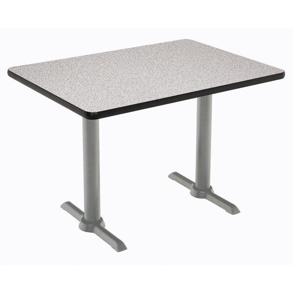 Kfi Rectangle KFI Mode 30" x 48" Conference Table, Grey Nebula Finish, Silver T-leg Base, Bistro Height - T3048-B2065-SL-GYN-38
