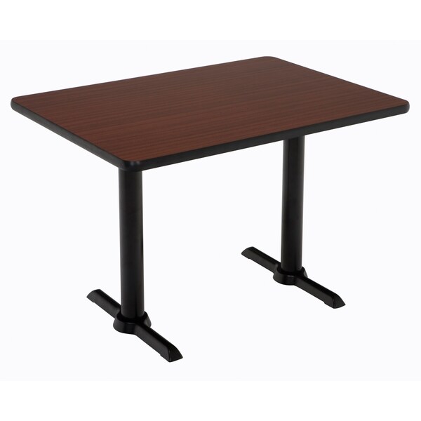 Kfi Rectangle KFI Mode 30" x 48" Conference Table, Mahogany Finish, Black T-leg Base, Bistro Height - T3048-B2065-BK-MH-38