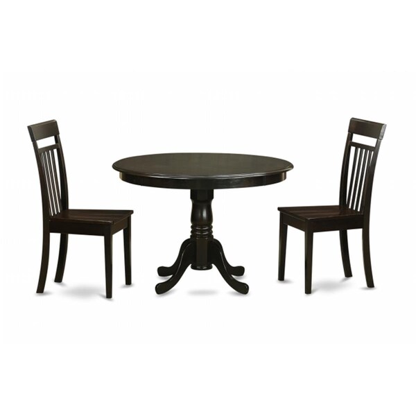 East West Furniture 3 Piece Kitchen Table Set-Small Table and 2 Kitchen Chairs - HLCA3-CAP-W
