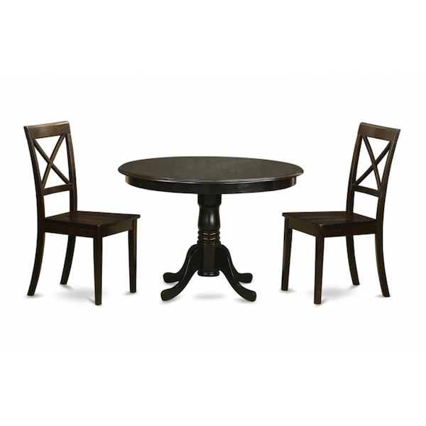 East West Furniture 3 Piece Kitchen Table Set-Table and 2 Dining Chairs - HLBO3-CAP-W