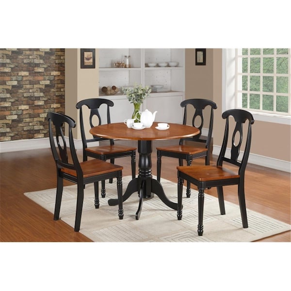 East West Furniture 5 Piece Small Kitchen Table Set-Table and 4 Dinette Chairs - DLKE5-BCH-W