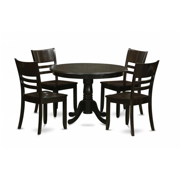 East West Furniture 5 Piece Small Kitchen Table and Chairs Set-Dining Table and 4 Dinette Chairs - HLLY5-CAP-W