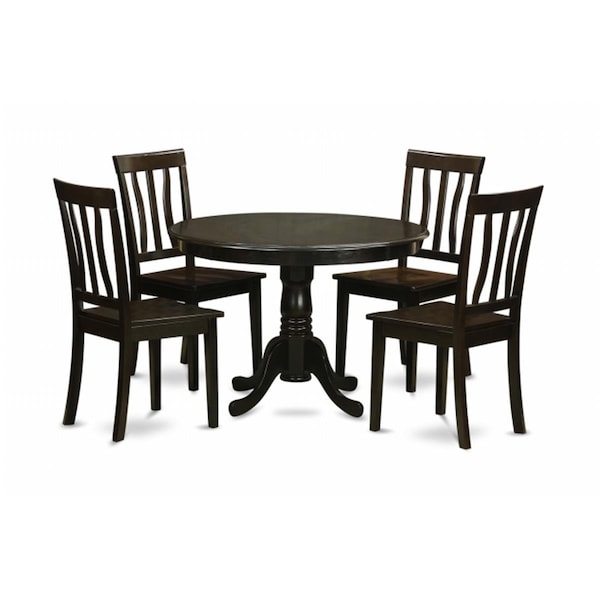 East West Furniture 5 Piece Kitchen Table Set-Drop Leaf Table and 4 Dinette Chairs - HLAN5-CAP-W