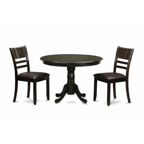 East West Furniture 3 Piece Kitchen Table Set-Round Kitchen Table and 2 Dining Chairs - ANLY3-CAP-LC