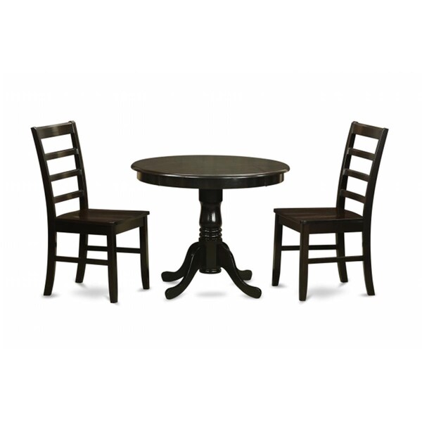 East West Furniture 3 Piece Small Kitchen Table Set-Small Kitchen Table Plus 2 Kitchen Dining Chairs - ANPF3-CAP-W