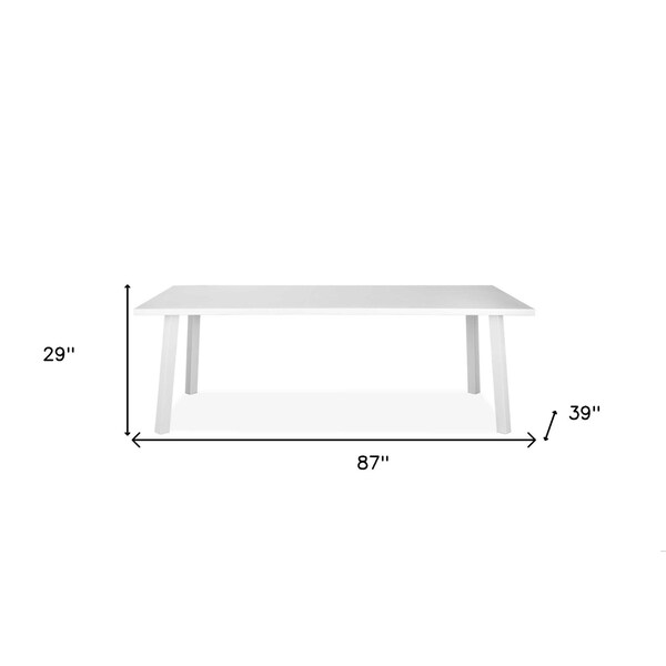 Homeroots White Aluminum Dining Table 87 x 39 x 29 in. - 372204