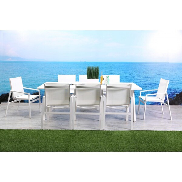 Homeroots White Aluminum Dining Table 87 x 39 x 29 in. - 372204