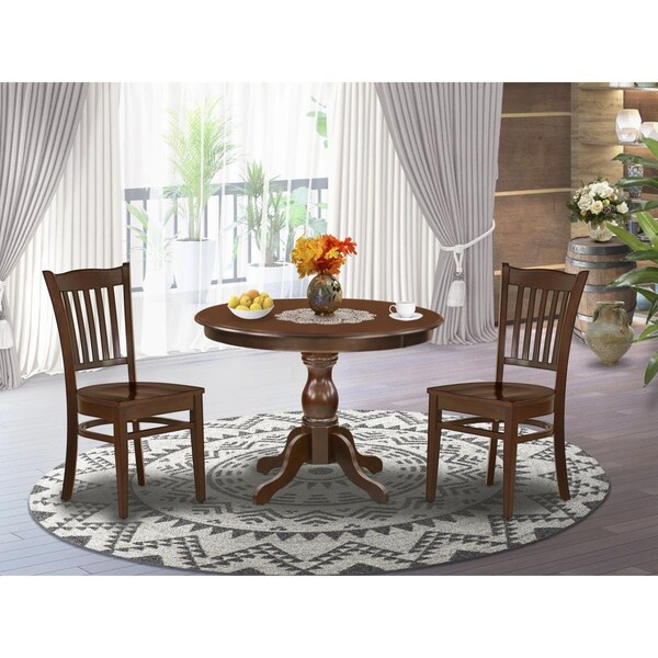 East West Furniture 3 Piece Hartland Dining Room Set - Mahogany - HBGR3-MAH-W