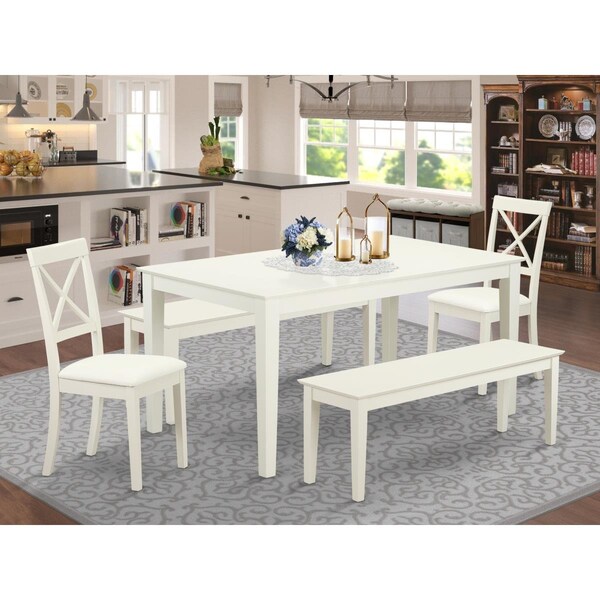 East West Furniture 5 Piece Capri Dining Table Set - Linen White - CABO5C-LWH-LC
