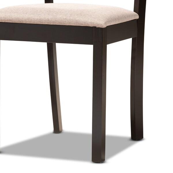 Baxton Studio Reagan Sand Upholstered and Dark Brown Wood 5-Piece Dining Set - 169-8961-10900
