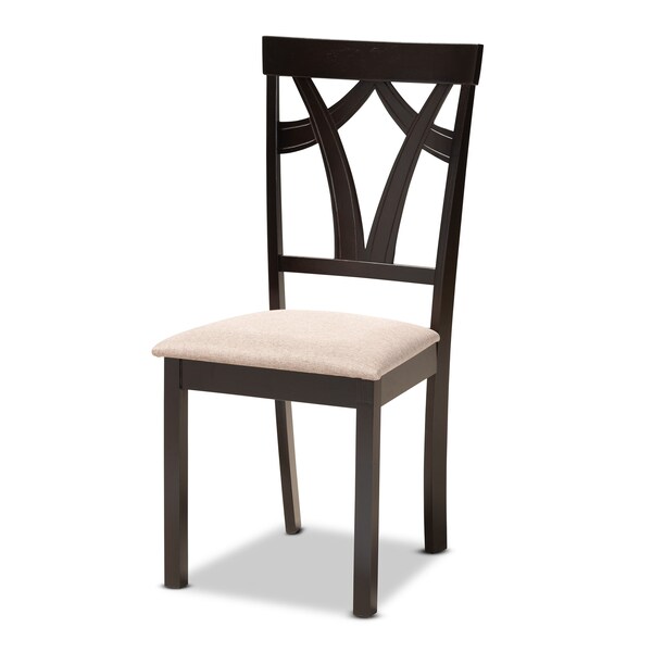 Baxton Studio Reagan Sand Upholstered and Dark Brown Wood 5-Piece Dining Set - 169-8961-10900