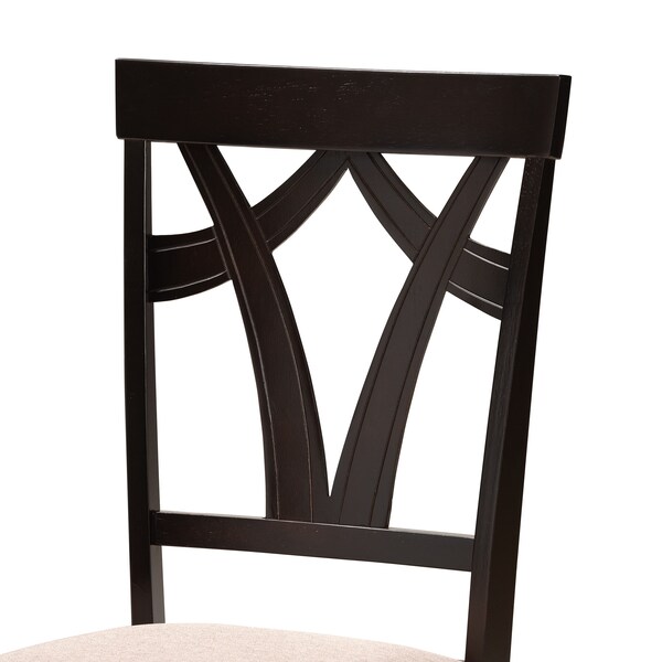 Baxton Studio Reagan Sand Upholstered and Dark Brown Wood 5-Piece Dining Set - 169-8961-10900