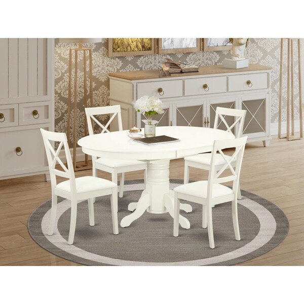 East West Furniture 5 Piece Avon Kitchen Table Set - Linen White - AVBO5-LWH-LC