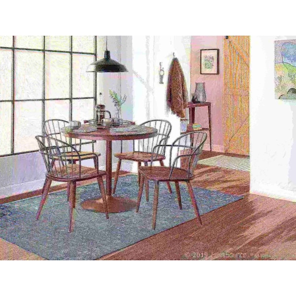 Lumisource Dakota Dining Table in Antique Metal and Espresso Bamboo - DT-DKTA ANE