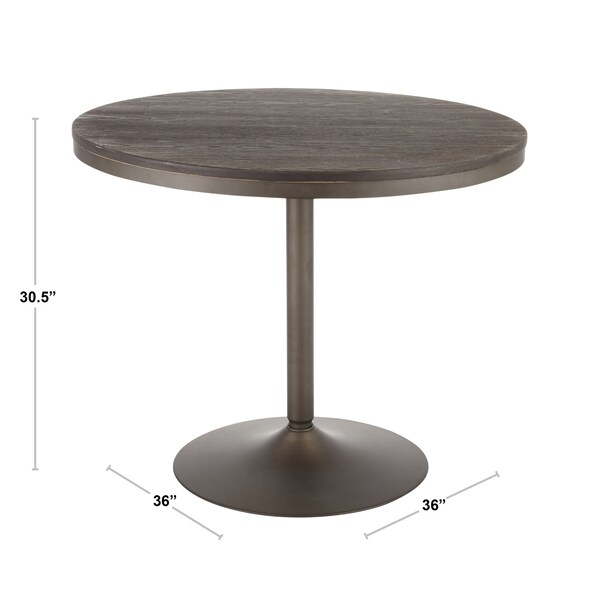 Lumisource Dakota Dining Table in Antique Metal and Espresso Bamboo - DT-DKTA ANE