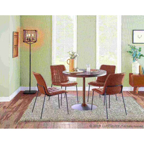 Lumisource Dakota Dining Table in Antique Metal and Espresso Bamboo - DT-DKTA ANE