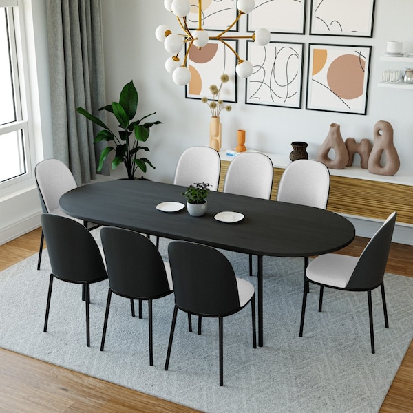 Leisuremod 82.7 in W, 29.5 in L, Manufactured Wood/Steel/PU Leather, Black/White - TT84-CBL18-W