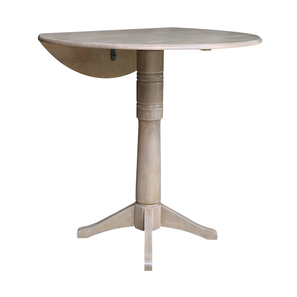 International Concepts Round 42 in Round Dual Drop Leaf Pedestal Table, 42.3 inH, Washed Gray Taupe, 42 in W, 42 in L - K09-42DPT-27B-6B-2