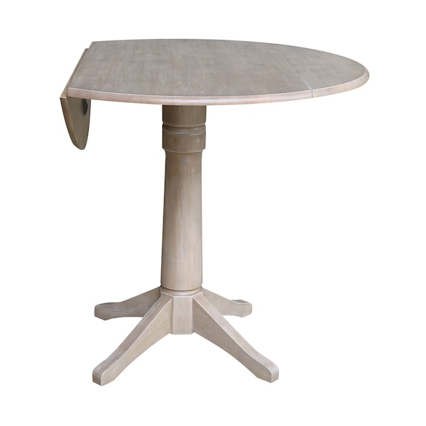 International Concepts Round 42 in Round Dual Drop Leaf Pedestal Table, 42.3 inH, Washed Gray Taupe, 42 in W, 42 in L - K09-42DPT-27B-6B-2