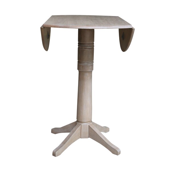 International Concepts Round 42 in Round Dual Drop Leaf Pedestal Table, 42.3 inH, Washed Gray Taupe, 42 in W, 42 in L - K09-42DPT-27B-6B-2
