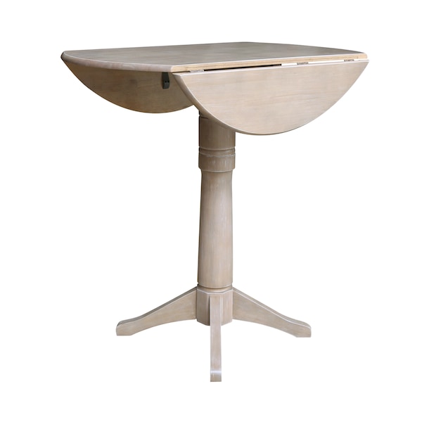 International Concepts Round 42 in Round Dual Drop Leaf Pedestal Table, 42.3 inH, Washed Gray Taupe, 42 in W, 42 in L - K09-42DPT-27B-6B-2