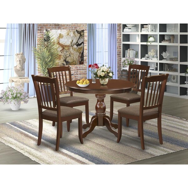 East West Furniture 5 Piece Hartland Dining Room Table Set - Mahogany - HBDA5-MAH-C