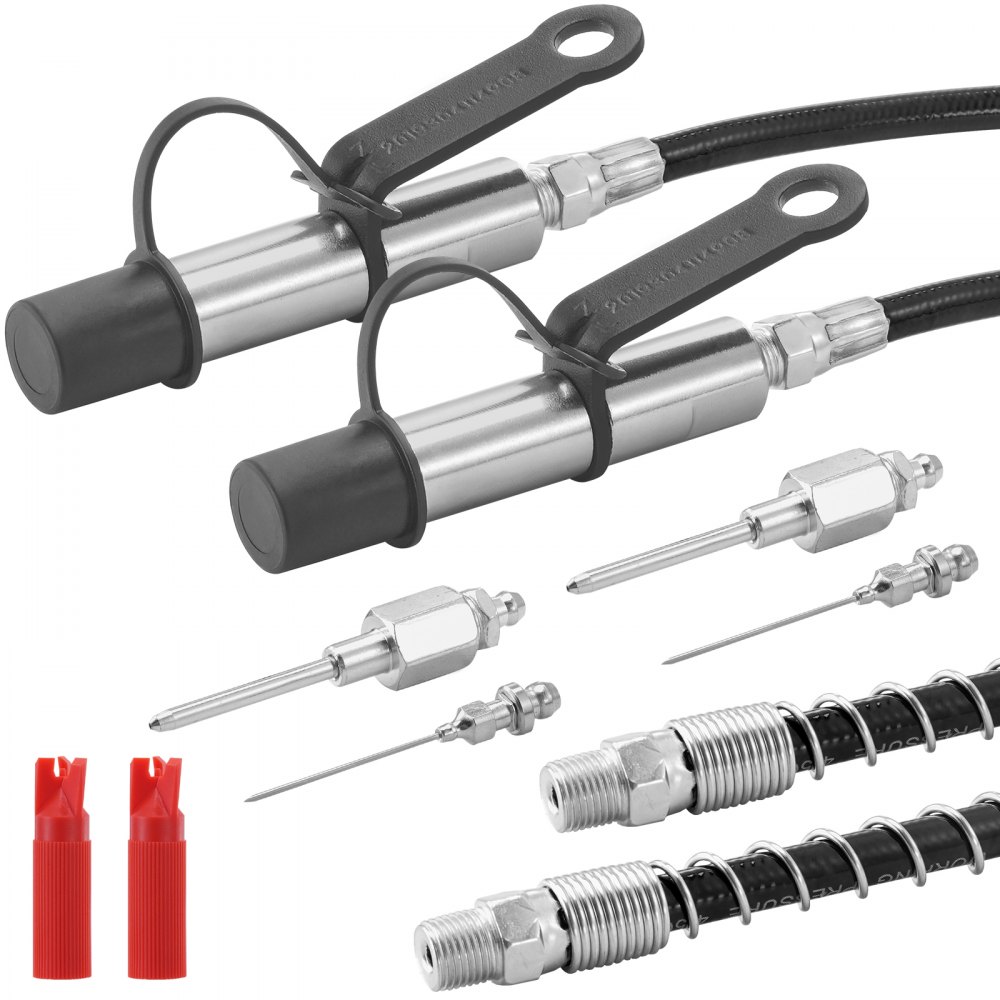 VEVOR Grease Gun Coupler 2 PCS, 10000 PSI High Pressure, 3-Jaw Locking Quick Release Grease Gun Tip with Hose/Cleaner/Extension Needle/Leak-Proof Cap, Compatible with All Grease Guns 1/8" NPT Fittings - HYQOHQWBSW00CZ9IEV0
