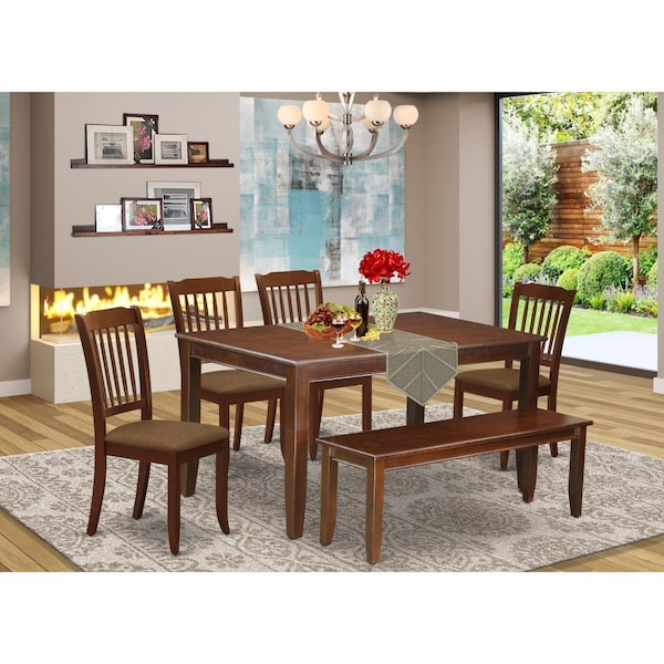 East West Furniture 6 Piece Capri Dining Set - Mahogany - CADA6-MAH-C