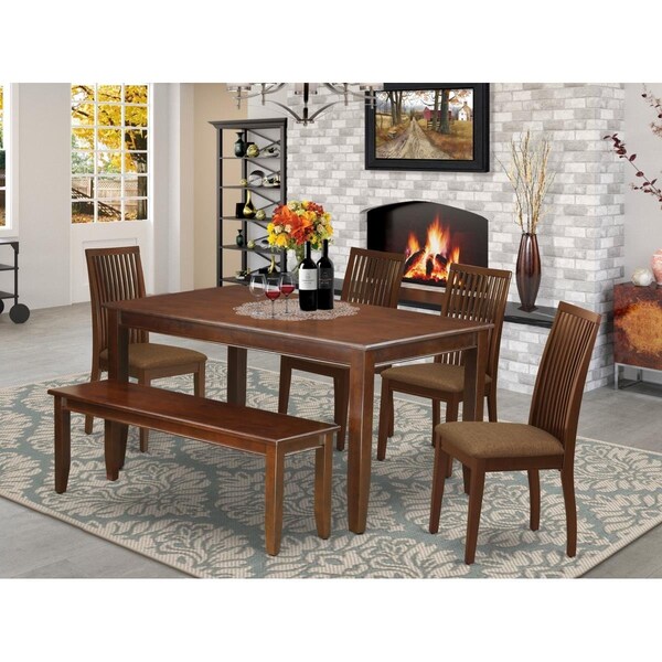 East West Furniture 6 Piece Dudley Dining Set - Mahogany - DUIP6-MAH-C