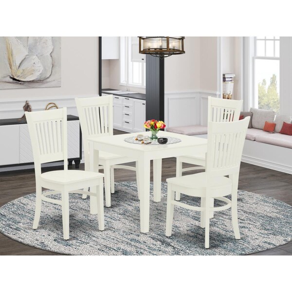 East West Furniture 5 Piece Oxford Modern Dinette Set - Linen White - OXVA5-LWH-W