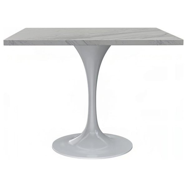 Leisuremod Square 36.42 in W, 29.35 in L, Resin/Steel, White - VT20W-S36WMR