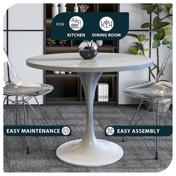 Leisuremod Square 36.42 in W, 29.35 in L, Resin/Steel, White - VT20W-S36WMR