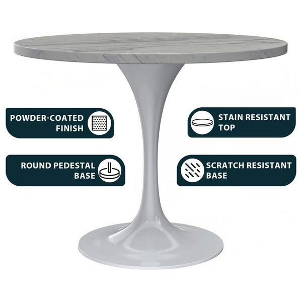Leisuremod Square 36.42 in W, 29.35 in L, Resin/Steel, White - VT20W-S36WMR