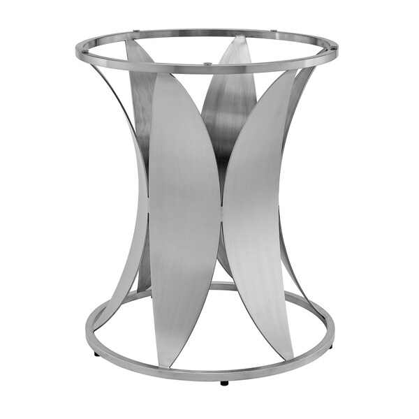 Armen Living Petal Modern Glass and Stainless Steel Round Pedestal Dining Table - LCPTDIGLBS