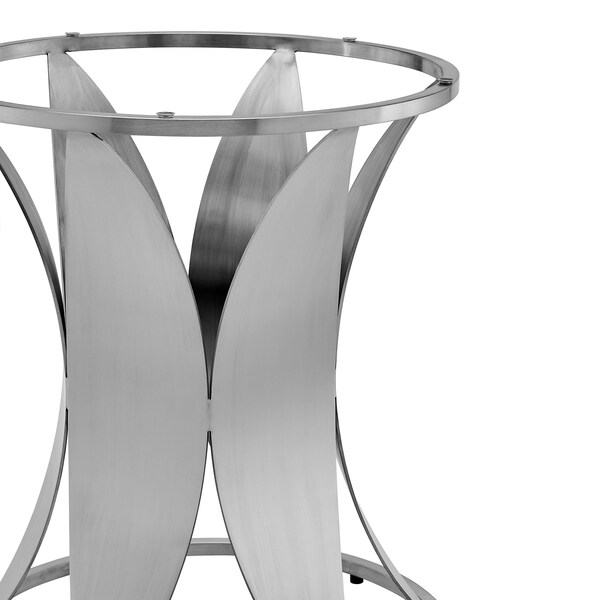 Armen Living Petal Modern Glass and Stainless Steel Round Pedestal Dining Table - LCPTDIGLBS