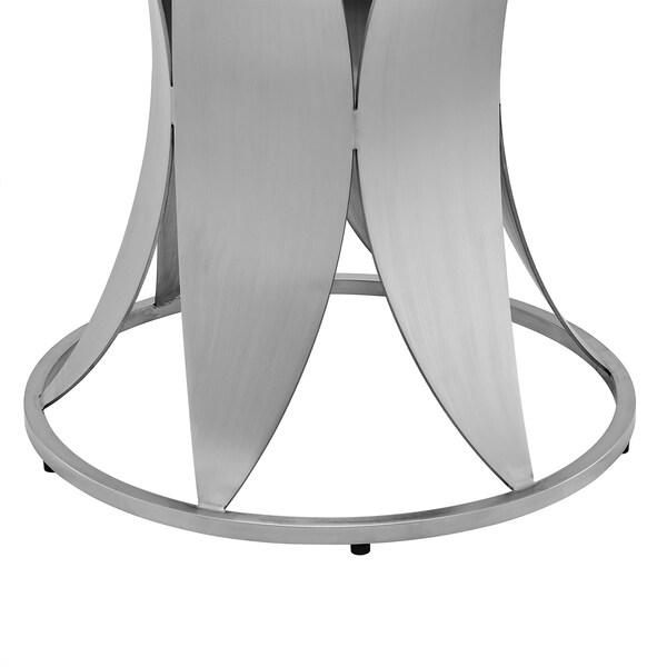 Armen Living Petal Modern Glass and Stainless Steel Round Pedestal Dining Table - LCPTDIGLBS