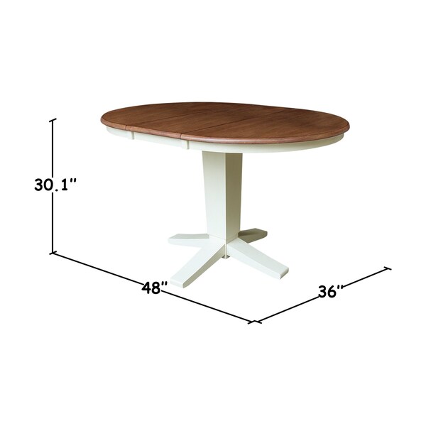 Whitewood Industries Rectangular Fixed Top Extension Pedestal Dining Table, 36 in W, 30.1 in L, 48 in H, Parawood - K79-36RXT-23B