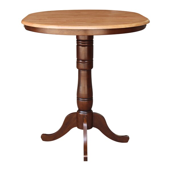 International Concepts Round 36 in Rd Top Pedestal Table, 12 in Leaf, 40.9 inH, Adjust Ht, Cinnamon/Espresso, 36 in W, 48 in L - K58-36RXT-6B-2