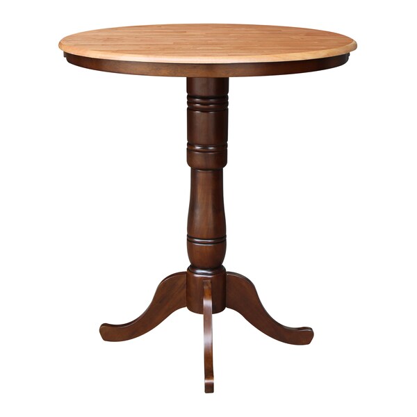 International Concepts Round 36 in Rd Top Pedestal Table, 12 in Leaf, 40.9 inH, Adjust Ht, Cinnamon/Espresso, 36 in W, 48 in L - K58-36RXT-6B-2