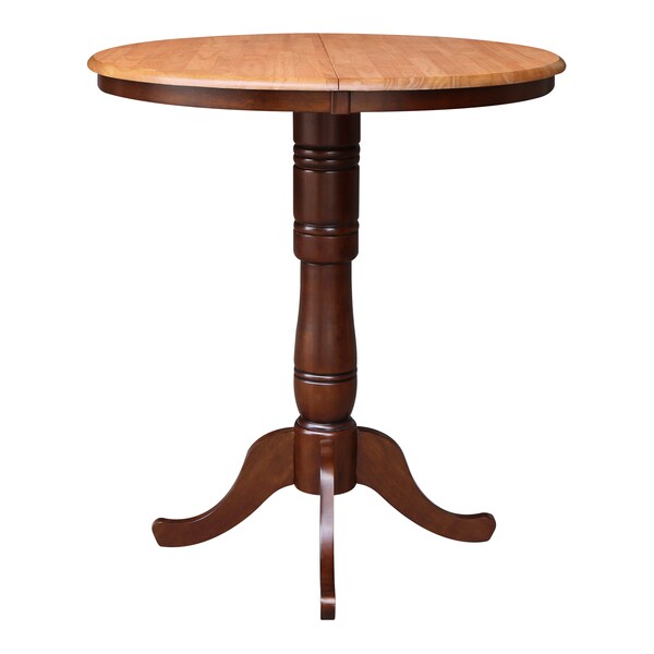 International Concepts Round 36 in Rd Top Pedestal Table, 12 in Leaf, 40.9 inH, Adjust Ht, Cinnamon/Espresso, 36 in W, 48 in L - K58-36RXT-6B-2