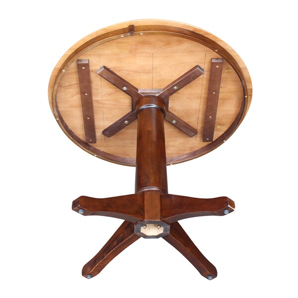 International Concepts Round 36 in Round Top Pedestal Table, 28.9 inH, Cinnamon/Espresso, 36 in W, 36 in L, 29.9 in H - K58-36RT-27B