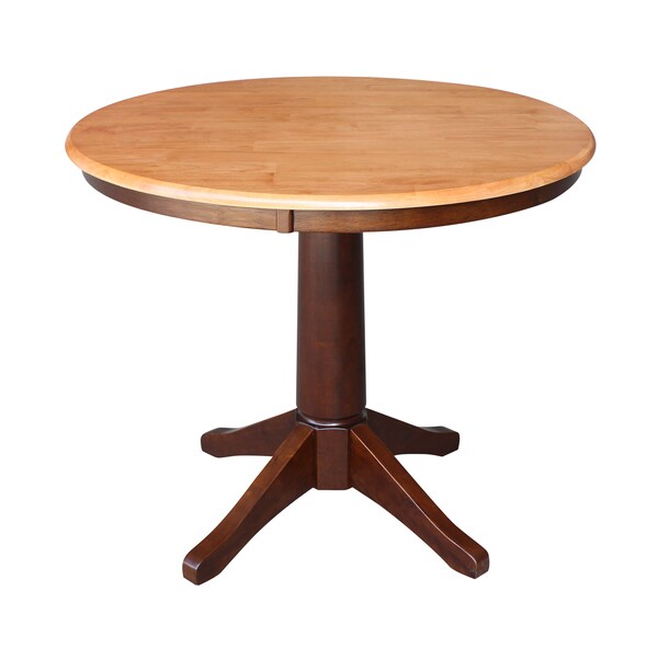International Concepts Round 36 in Round Top Pedestal Table, 28.9 inH, Cinnamon/Espresso, 36 in W, 36 in L, 29.9 in H - K58-36RT-27B