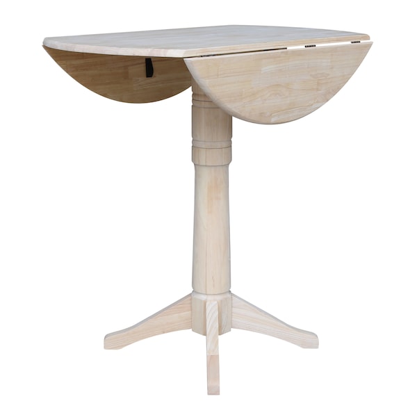 International Concepts Round 42 in Rd Dual Drop Leaf Pedestal Table, 42.3 inH, Unfinished, Ready to Finish, 42 in W, 42 in L - K-42DPT-27B-6B-2