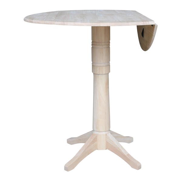 International Concepts Round 42 in Rd Dual Drop Leaf Pedestal Table, 42.3 inH, Unfinished, Ready to Finish, 42 in W, 42 in L - K-42DPT-27B-6B-2