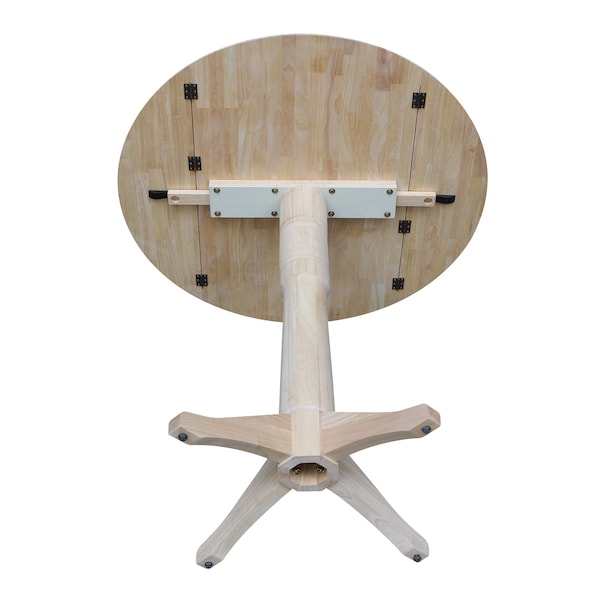 International Concepts Round 42 in Rd Dual Drop Leaf Pedestal Table, 42.3 inH, Unfinished, Ready to Finish, 42 in W, 42 in L - K-42DPT-27B-6B-2