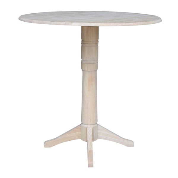 International Concepts Round 42 in Rd Dual Drop Leaf Pedestal Table, 42.3 inH, Unfinished, Ready to Finish, 42 in W, 42 in L - K-42DPT-27B-6B-2