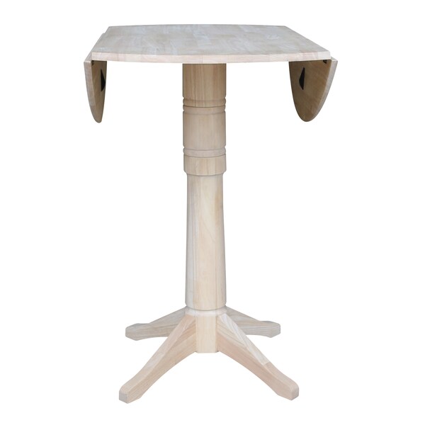 International Concepts Round 42 in Rd Dual Drop Leaf Pedestal Table, 42.3 inH, Unfinished, Ready to Finish, 42 in W, 42 in L - K-42DPT-27B-6B-2