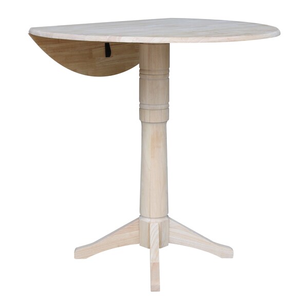 International Concepts Round 42 in Rd Dual Drop Leaf Pedestal Table, 42.3 inH, Unfinished, Ready to Finish, 42 in W, 42 in L - K-42DPT-27B-6B-2