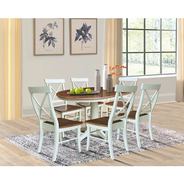 Whitewood Industries Rectangular Extension Dining Table W/ 6 Chairs, 36 in W, 30.1 in L, 48 in H, Parawood, 7 - K79-36RXT-27B-C613-6