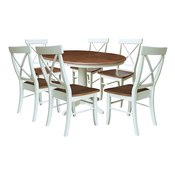 Whitewood Industries Rectangular Extension Dining Table W/ 6 Chairs, 36 in W, 30.1 in L, 48 in H, Parawood, 7 - K79-36RXT-27B-C613-6
